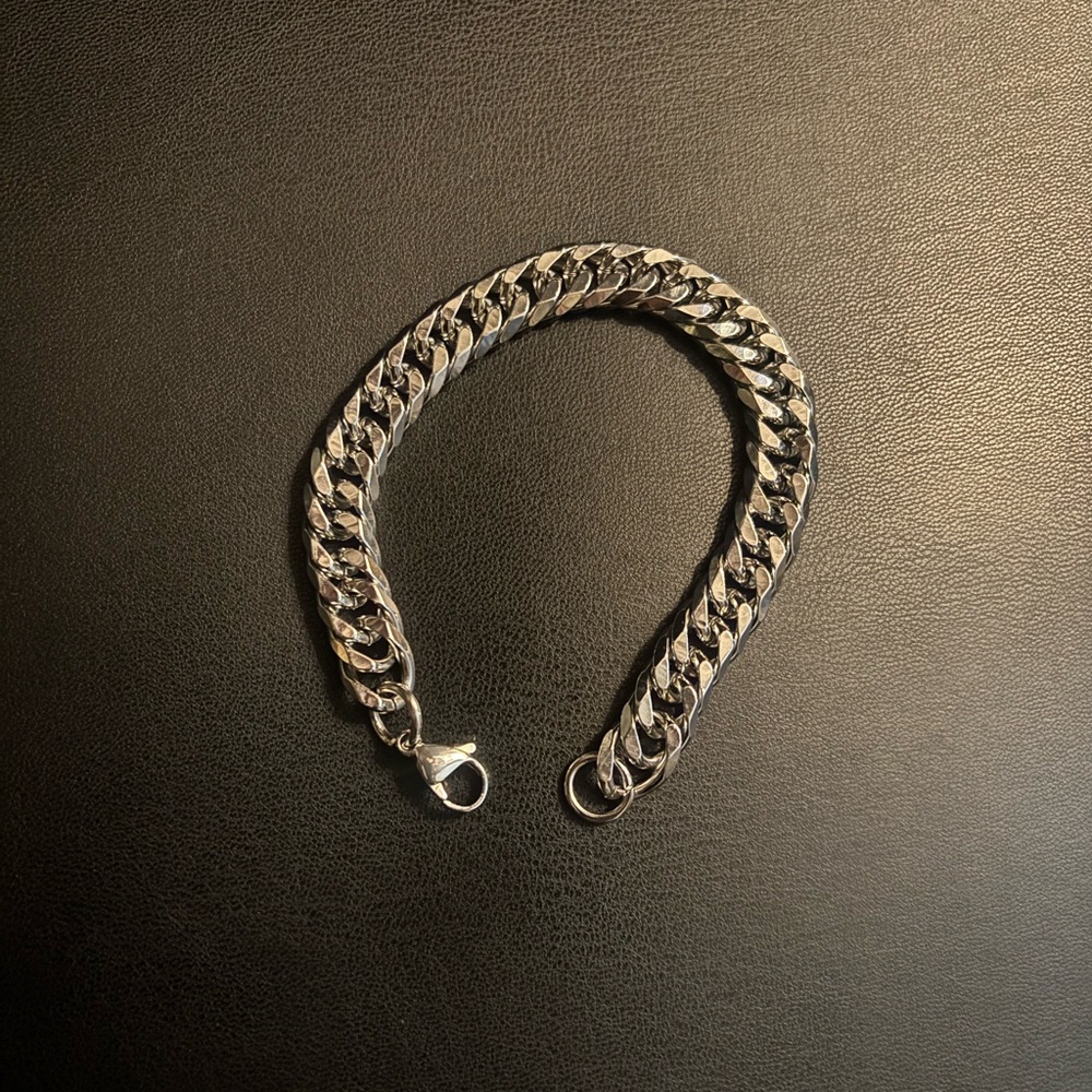 *New*Men's Silver Titanium Chain Bracelet - Picture 7 of 7